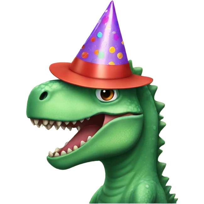 Dino with party hat emoji
