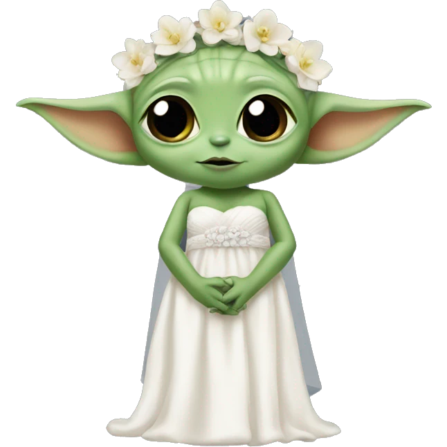 baby yoda in a wedding dress emoji