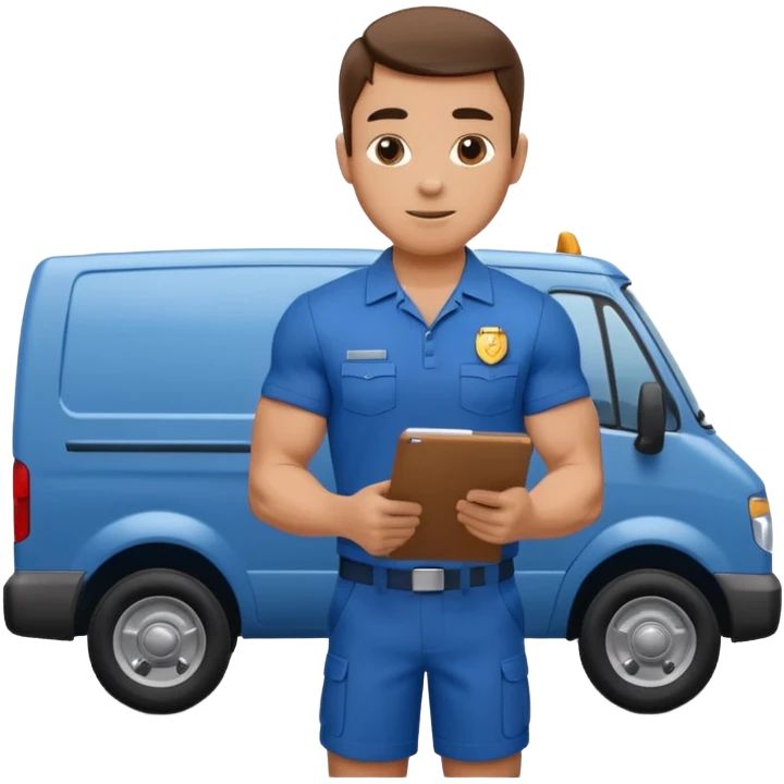 Apartment Mover, Van Loader + clipboard. emoji