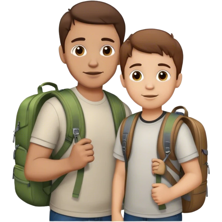 Father and son brow hair backpack buddies emoji