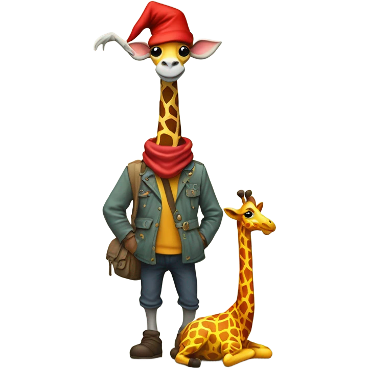 Gnome riding a giraffe emoji