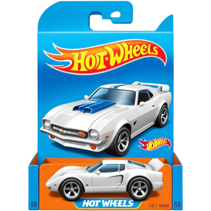 Машинка HotWheels белого цвета в классической упаковке HotWheels. emoji