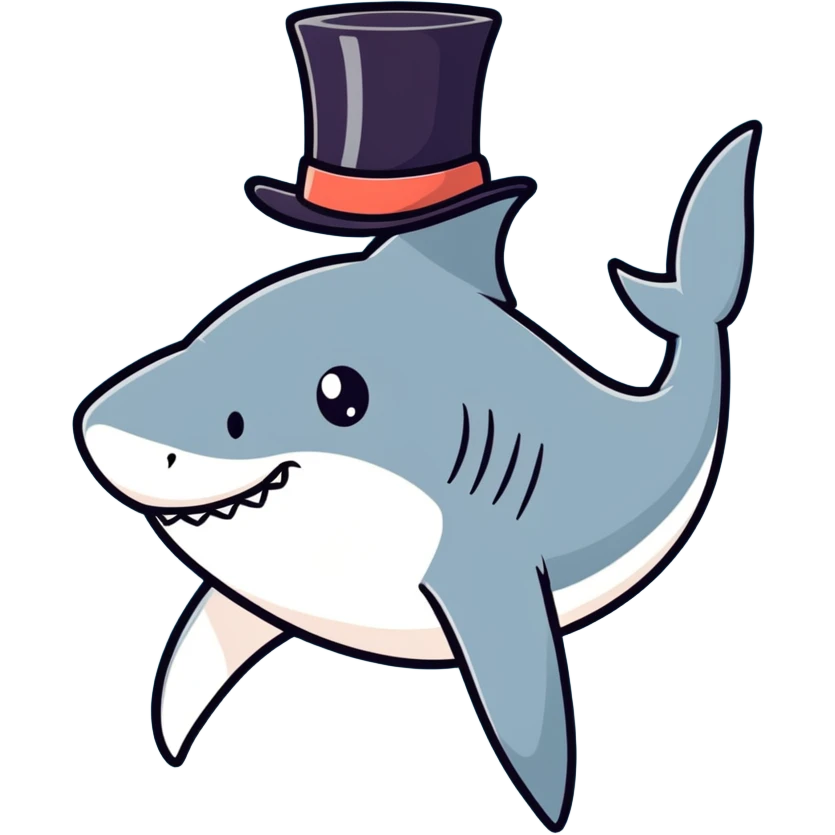 Shark with a top hat emoji
