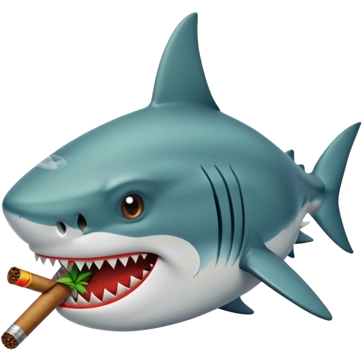 Rasta shark smoking spliff emoji