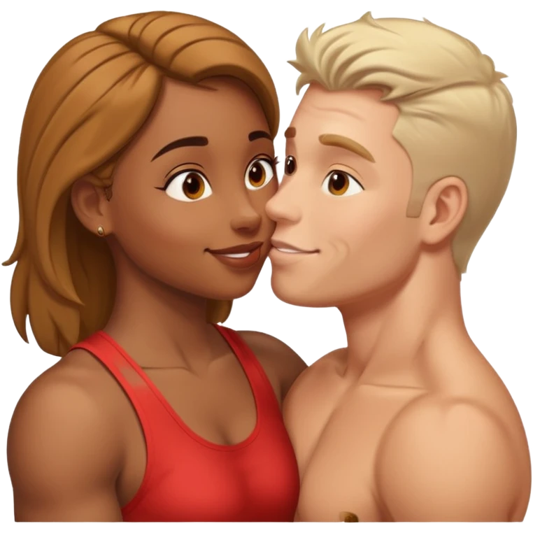 buff white man Kissing brown girl emoji