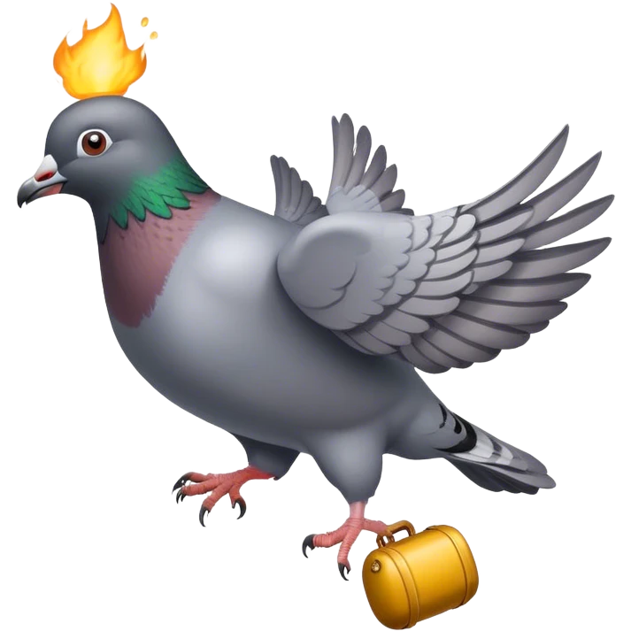 Pigeon with the bomb emoji