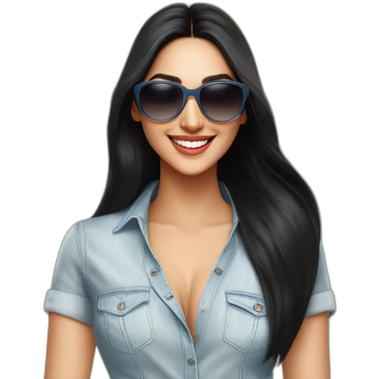 Kiara Advani front looking smiling long black straight hair indian girl wearing round sunglasses emoji