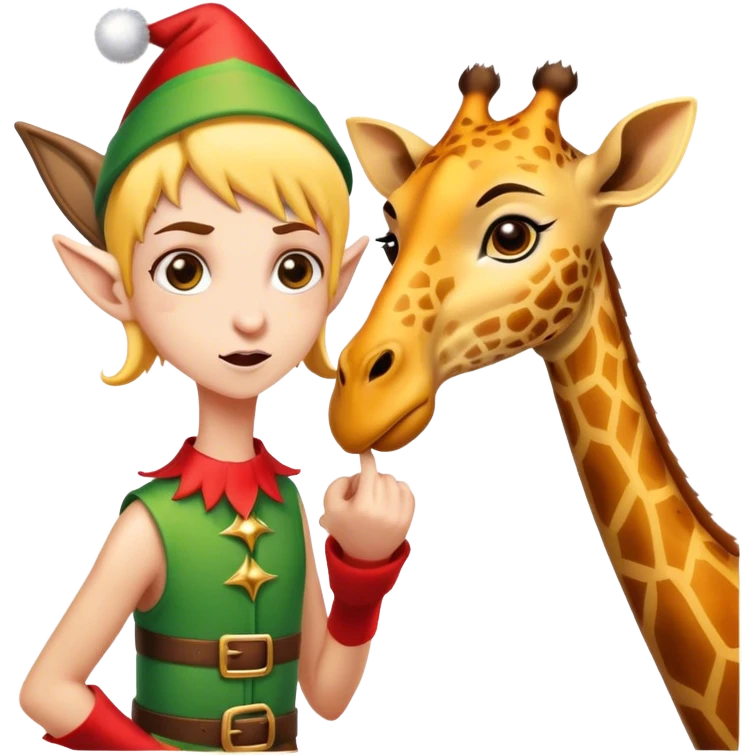 Christmas elf fighting A giraffe  emoji