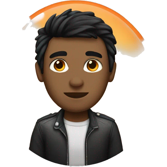 black hair with Mullet haircut shaved sizes, and orange streaks emoji
