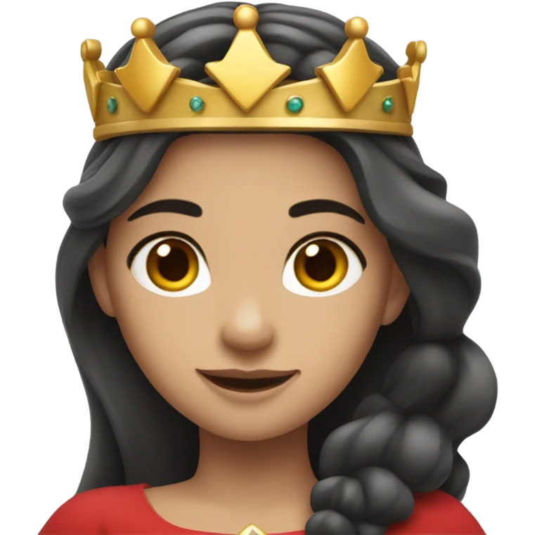 Princess- Fair skin- Long dark hair- crown- red dress  emoji