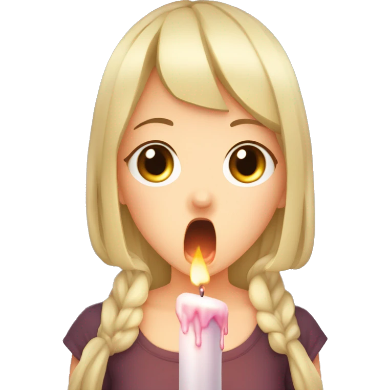 anime girl with melted candle wax spiling out from her mouth emoji