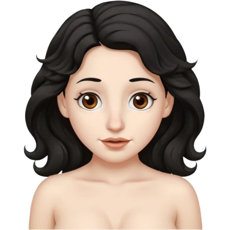 White skin Black wavy hair brown eyes big nose naked big boobs emoji