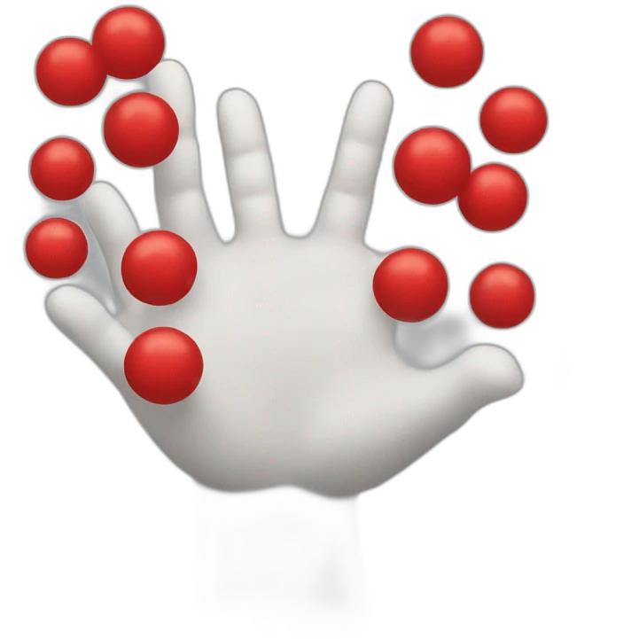 Hand with a red silver ring emoji