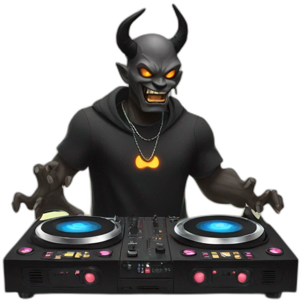 demon djing on double turntable  emoji