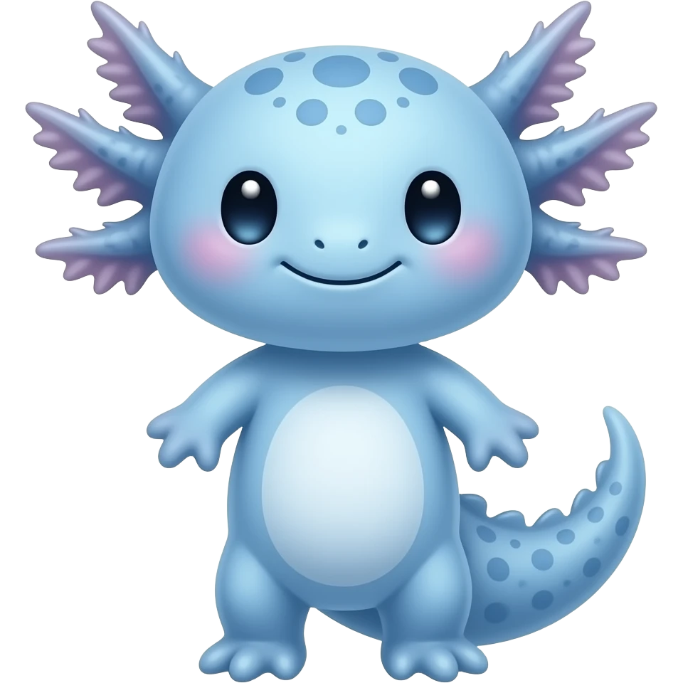 Ajolote azul con cara kawaii emoji