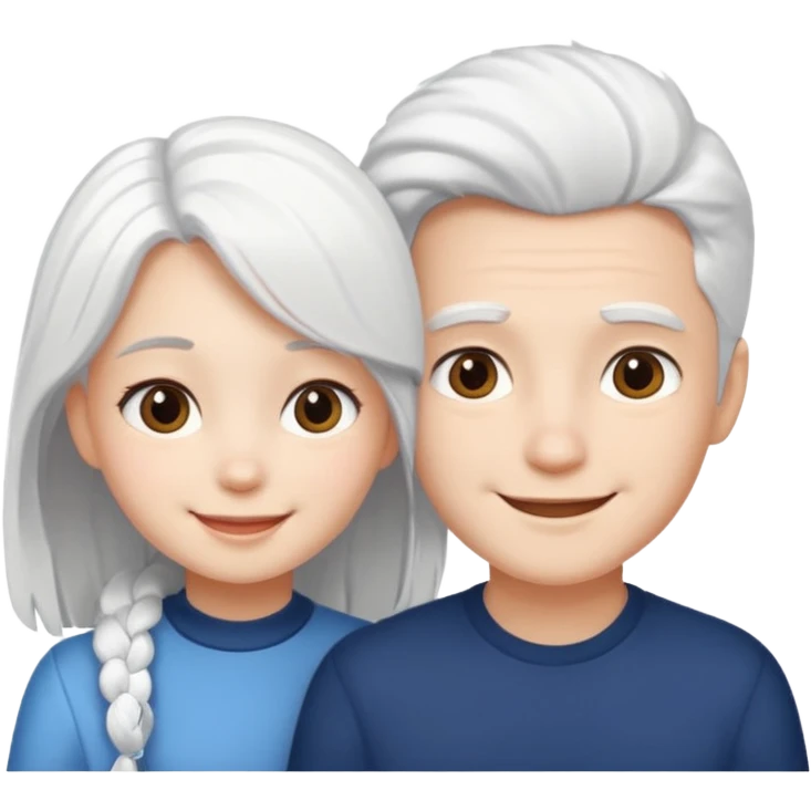pure white hair, cute Boy girl emoji
