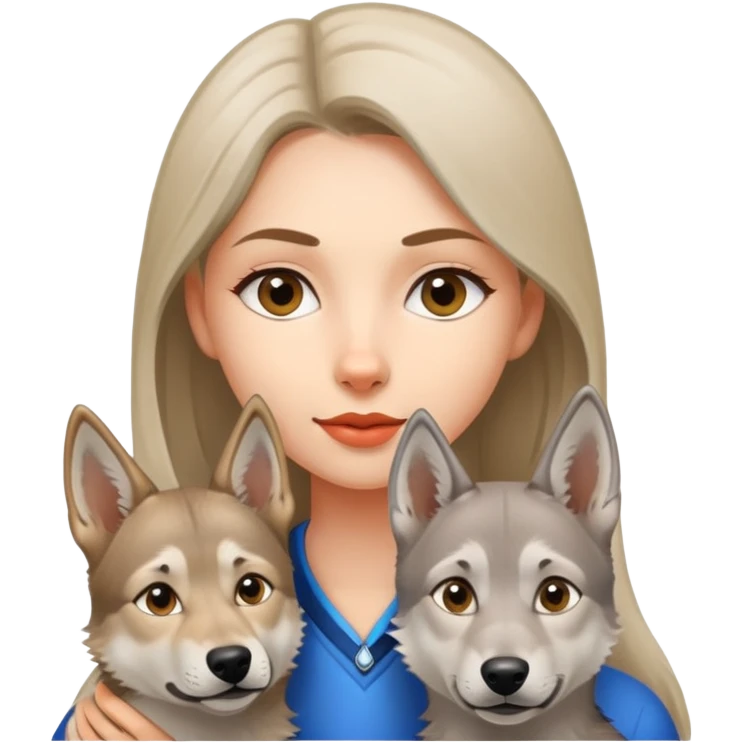 A girl walks a Czechoslovakian Wolfdog emoji
