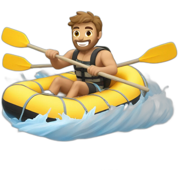 Tan muscular guy white water rafting emoji