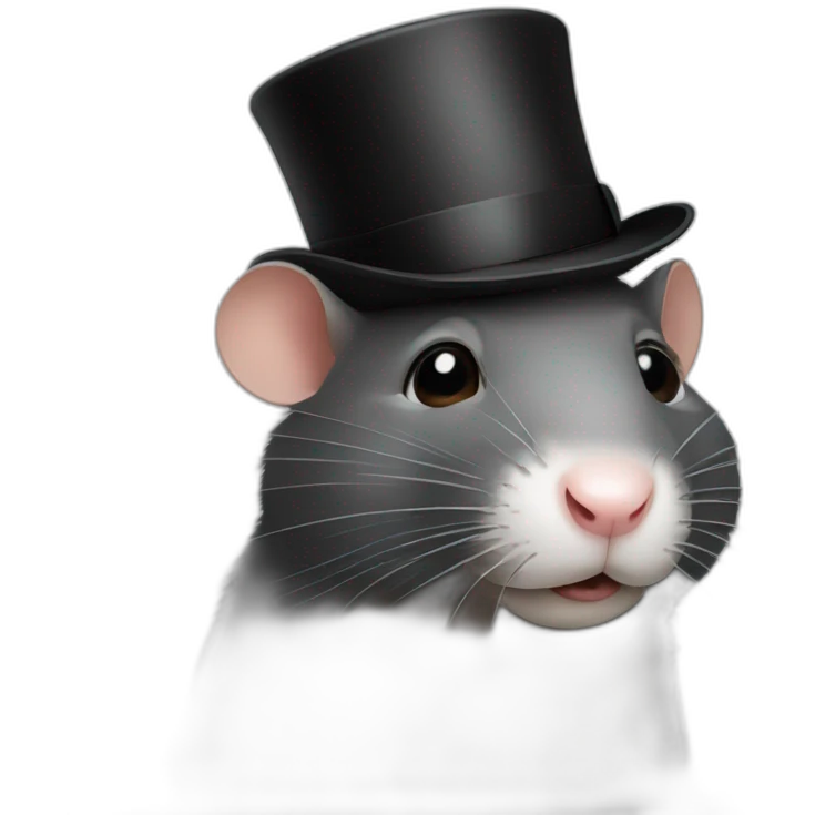 front facing rats face wearing a bowler hat emoji