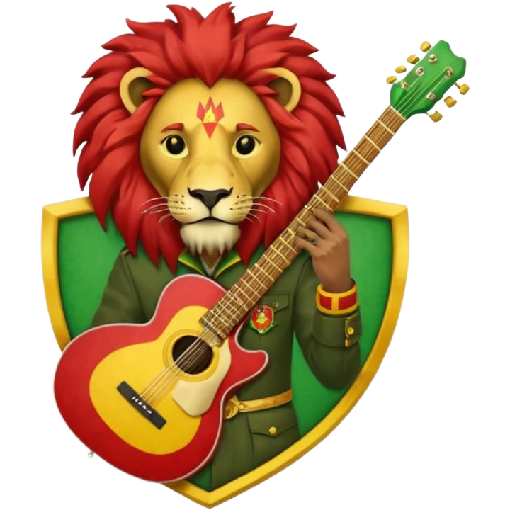 Bob Marley heraldic crest made with ethiopian colors emoji