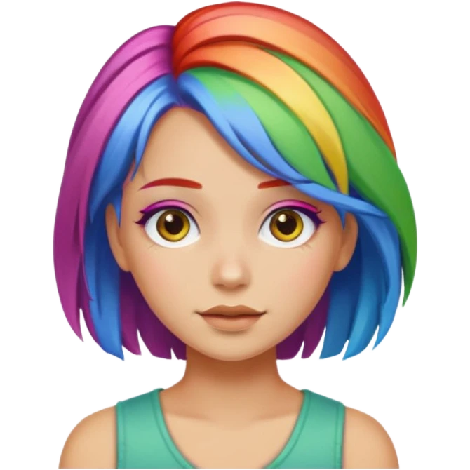 Girl with rainbow hair emoji