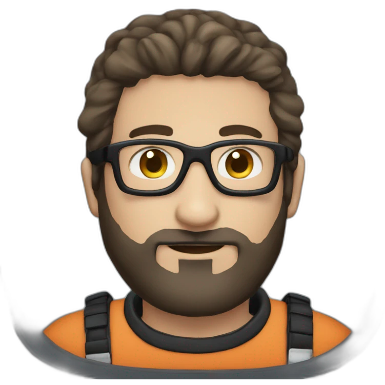 caucasian man astronaut black beard, man-bun and glasses emoji