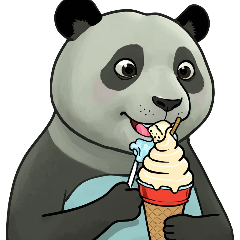 Panda eating ice cream emoji