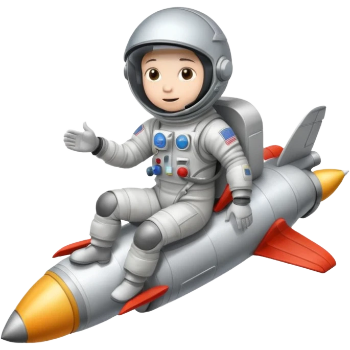 astronaut siting on top of rocket taking off emoji