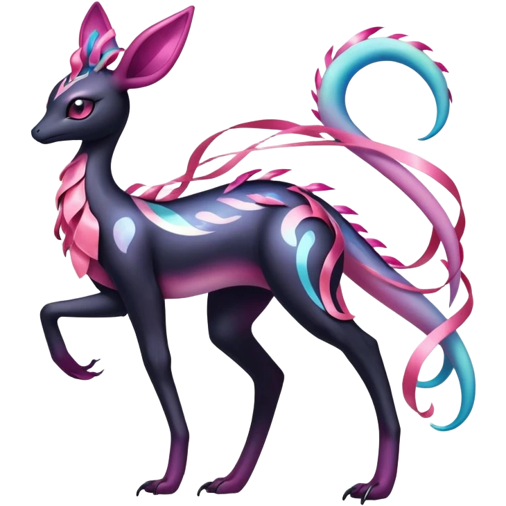Black Dark Shiny Gothic Exotic Amaura-Salazzle-Aurorus-Sylveon-Fakémon-hybrid-creature (full body)  emoji