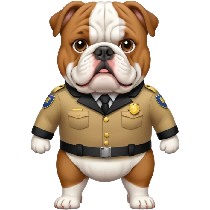 english bulldog wearing a security uniform emoji
