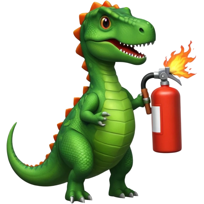 Dinosaur with a fire extintor emoji