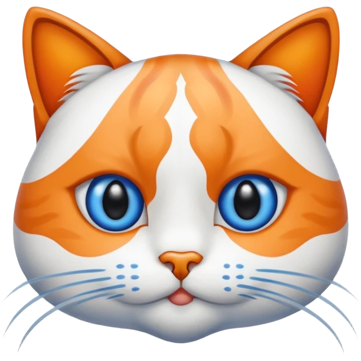 gatito blanco con manchas naranjas y ojos azules emoji