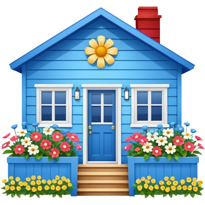 Craftsmen beach house blue with flowers  emoji