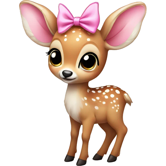 baby deer with fairy wings and a pink bow around its neck  emoji