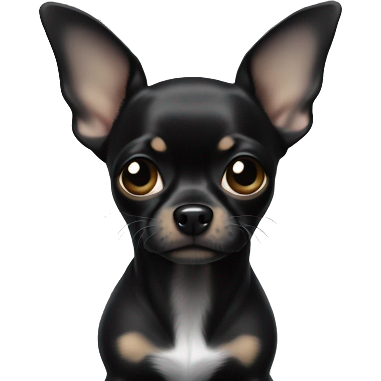 all black skinny chihuahua with bent ears  emoji