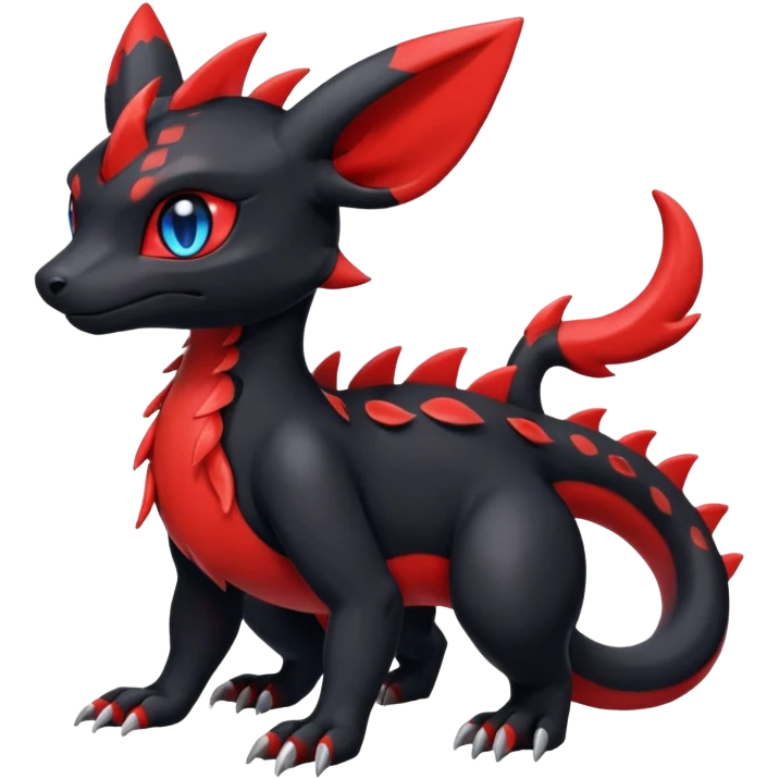Cute Shiny Guilmon-Salandit-Umbreon-Fakémon-hybrid-creature (full body)  emoji