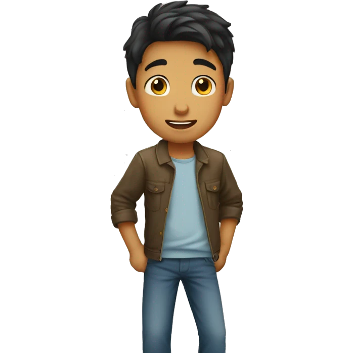 A boy pointing downwards emoji