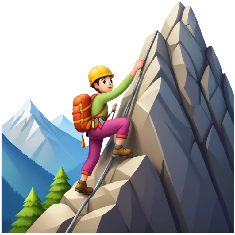 cartoon character climbing a mountain emoji