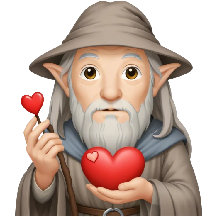 Gandalf holding a heart emoji