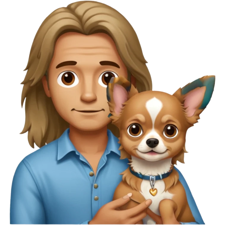 long harired man with dog chihuhaha emoji