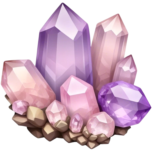 Light pink and lavender ombré quartz cluster  emoji