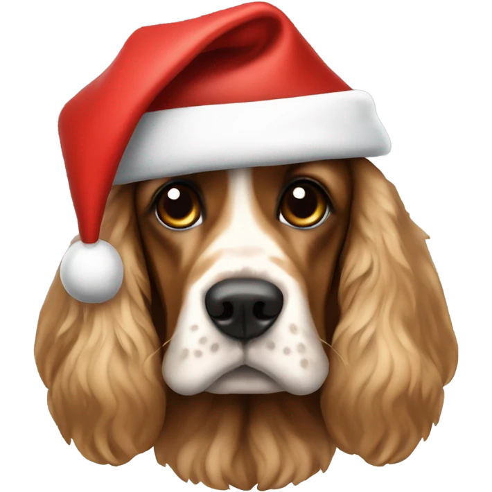 A cocker spaniel with a Santa hat on emoji