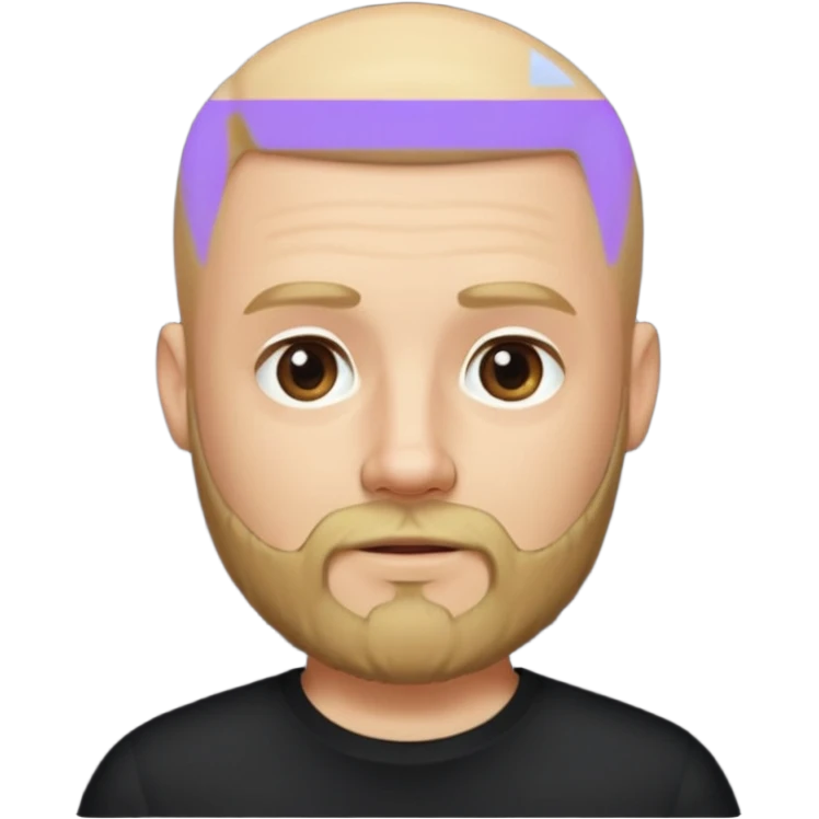 Bearded bald blonde man black shirt bald emoji