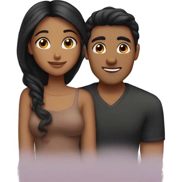 brown girl with brown hair brown guy with black hair plaaning a romantic gateaway emoji