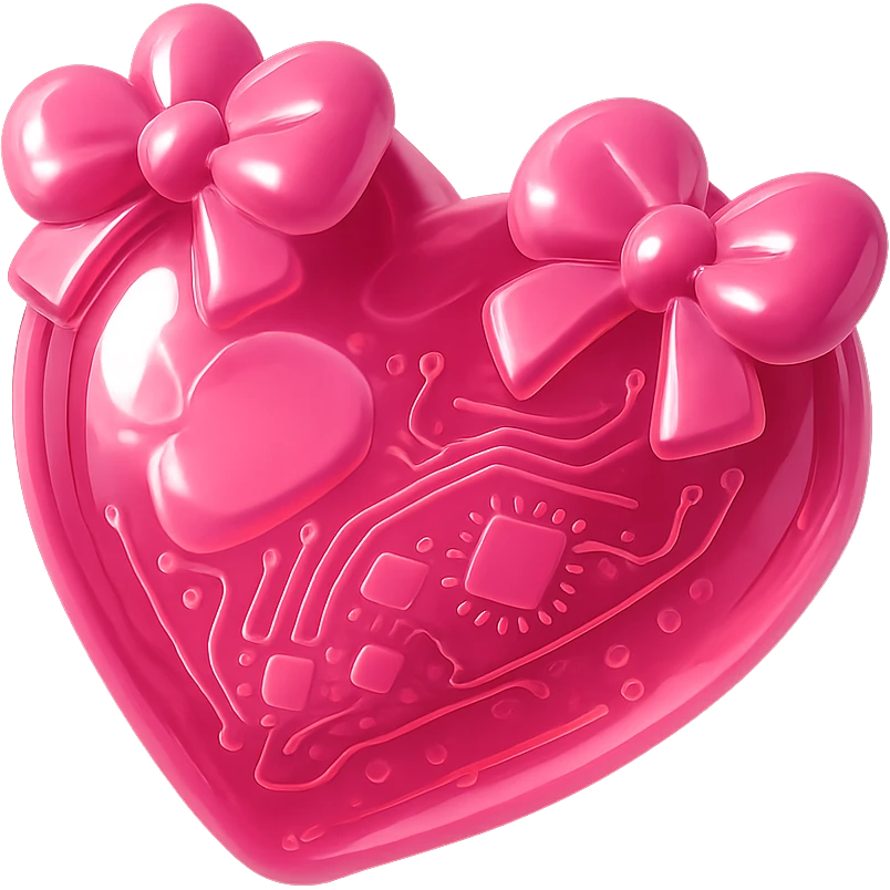 heart with bows on it, glossy 3D style emoji