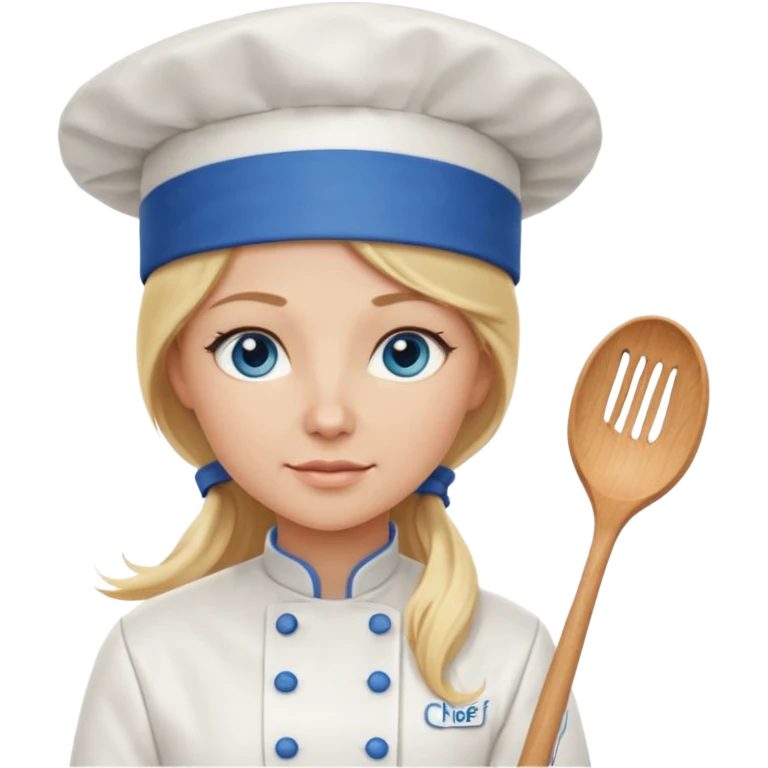 Long Blonde hair blue eyed female chef emoji