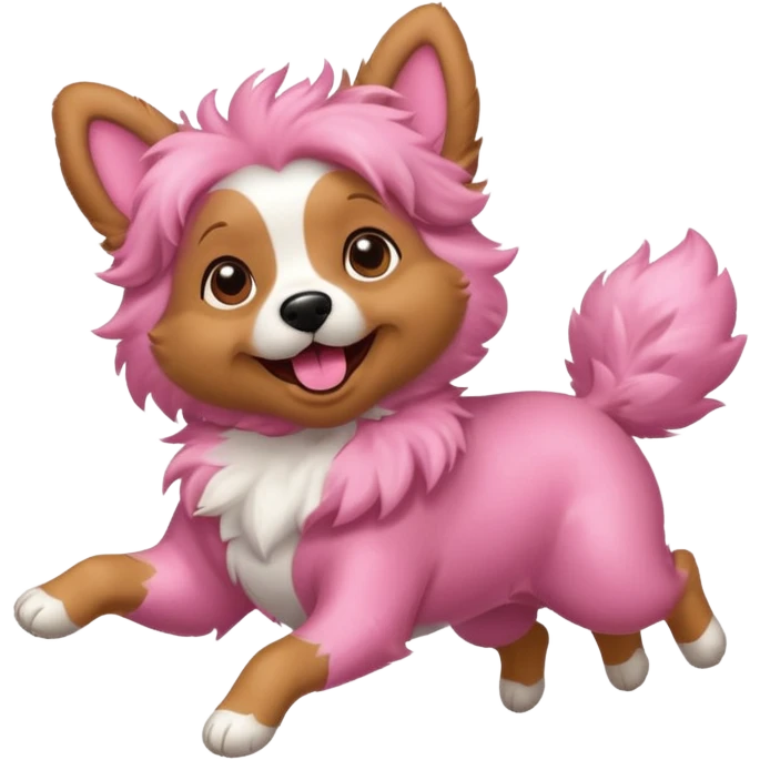 pink girly dog jumping in the air emoji