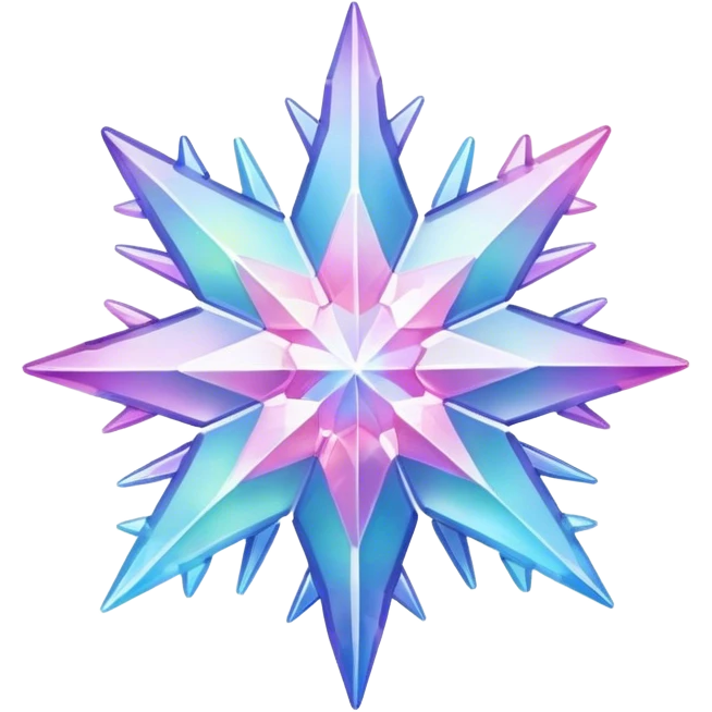 Gradient iridescent Pastel rainbow Pink violet blue crystal star snowflake  emoji