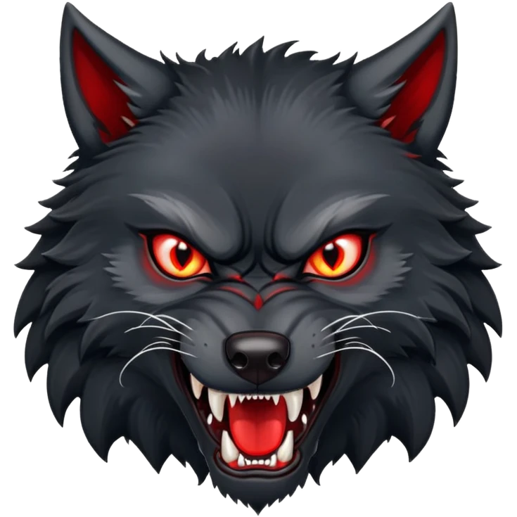 angry snarling black wolf with red eyes emoji