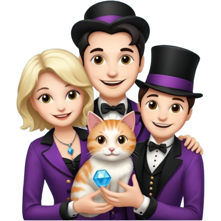 I'llmagician couple and their pet cat emoji
